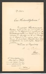 k.k. naturhistorisches Hofmuseum, Intendanzakten 1885-1896 (Hauer), Aktenzahl Z.525.d/1889, Seite 1